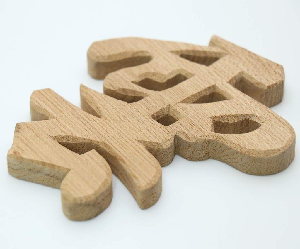 Wood Carving Cloud (Lettering) No. 342, Wooden, 9.5cm x 9.5cm, Carved Letters, Shinto Shrine, Naamukuma-chan Kobo