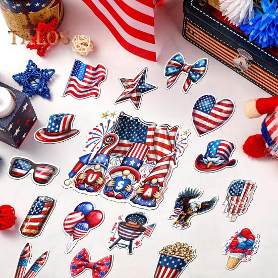 14/17/23/24Pcs USA Independence Day Refrigerator Magnet Waterproof PVC Patriotic 4th of July Festival Cartoon Magnetic Decoration Ornament