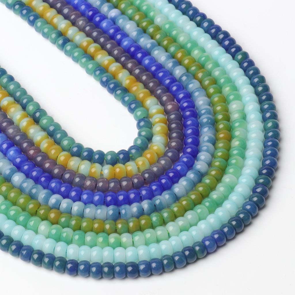 4x6mm 1pcs Natural Stone Beads Gradient Color Jades Chalcedony Abacus Loose Rondelle Beads For Jewelry Making DIY Earrings Bracelet