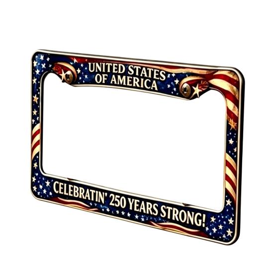 250th Anniversary License Plate Frame, Anti-Rust Coating Car Decoration, Celebrate Freedom History Heritage Perfect Gift for Family And Friends