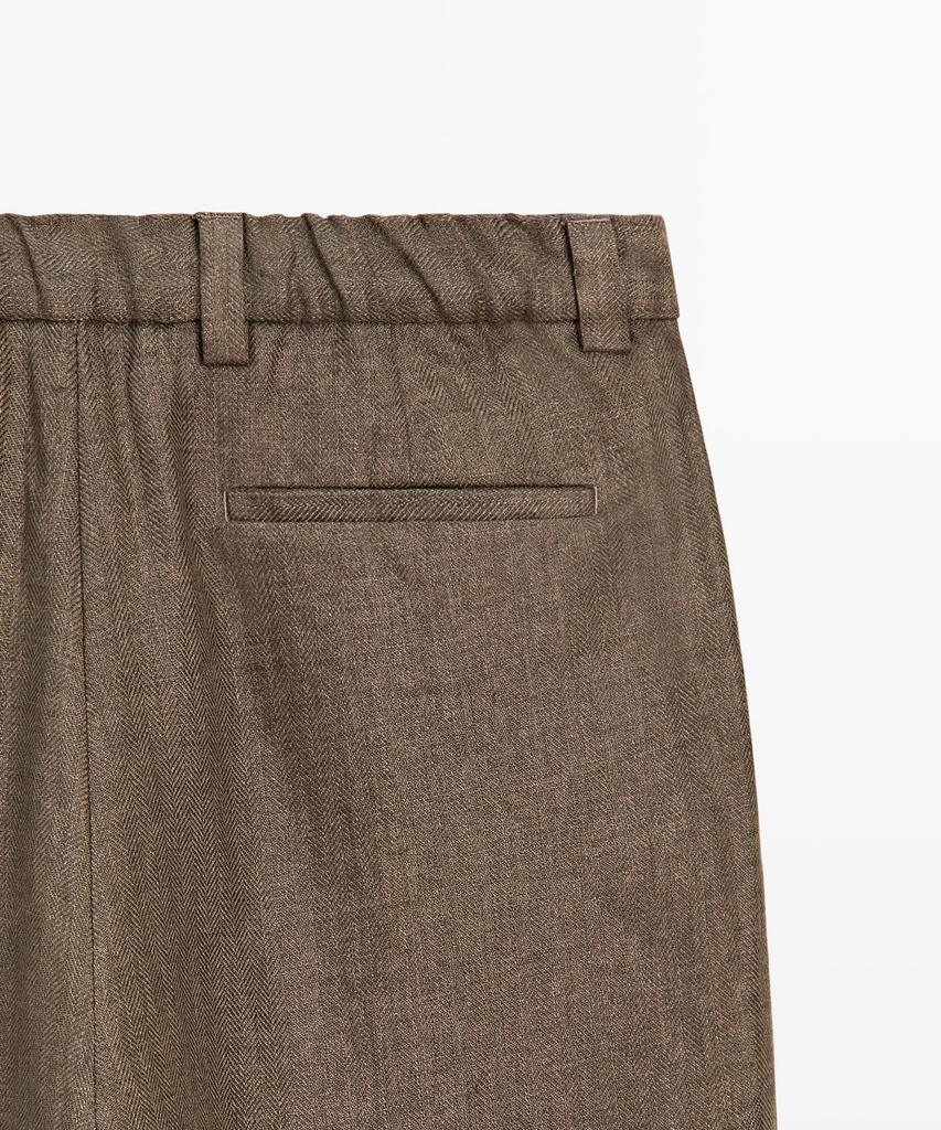 Masimodutti Total Look Linen Herringbone Detail Pants