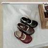 XSHX Vintage Children's Wide Show Shoe Head Mary Jane Leather Shoes Princess Lace French Medieval Autumn Wenzhou Girls
