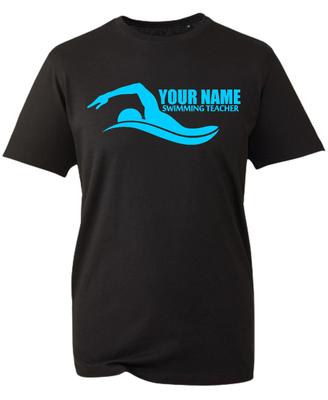 Personalisiertes Schwimmlehrer 100% Baumwolle T-Shirt Herren Damen T-Shirts Oberteil, Lehrertag 100% Baumwolle T-Shirt Herren Damen T-Shirts Oberteil, T-Shirt mit individuellem Namen