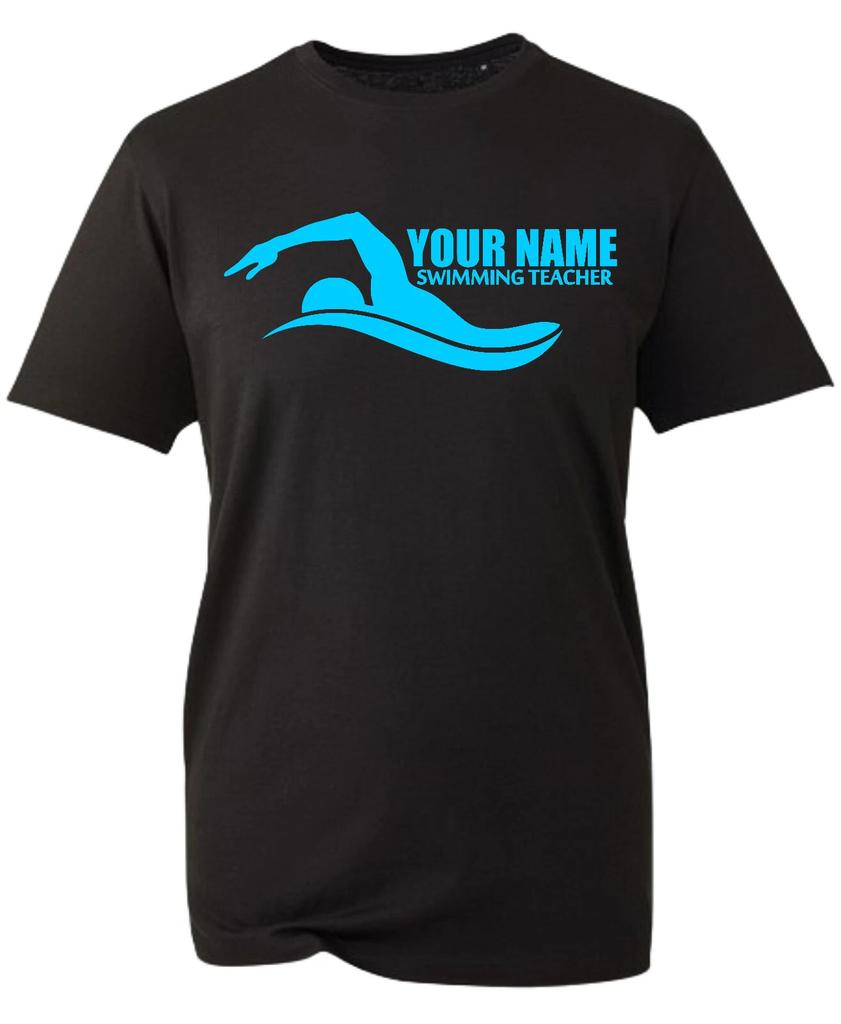 Personalisiertes Schwimmlehrer 100% Baumwolle T-Shirt Herren Damen T-Shirts Oberteil, Lehrertag 100% Baumwolle T-Shirt Herren Damen T-Shirts Oberteil, T-Shirt mit individuellem Namen