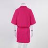 2Pcs/Set Women Shirt Skirt Set Lapel Short Sleeve Buttons Placket Shirt High Waist Short Skirt Set Solid Color Outfit