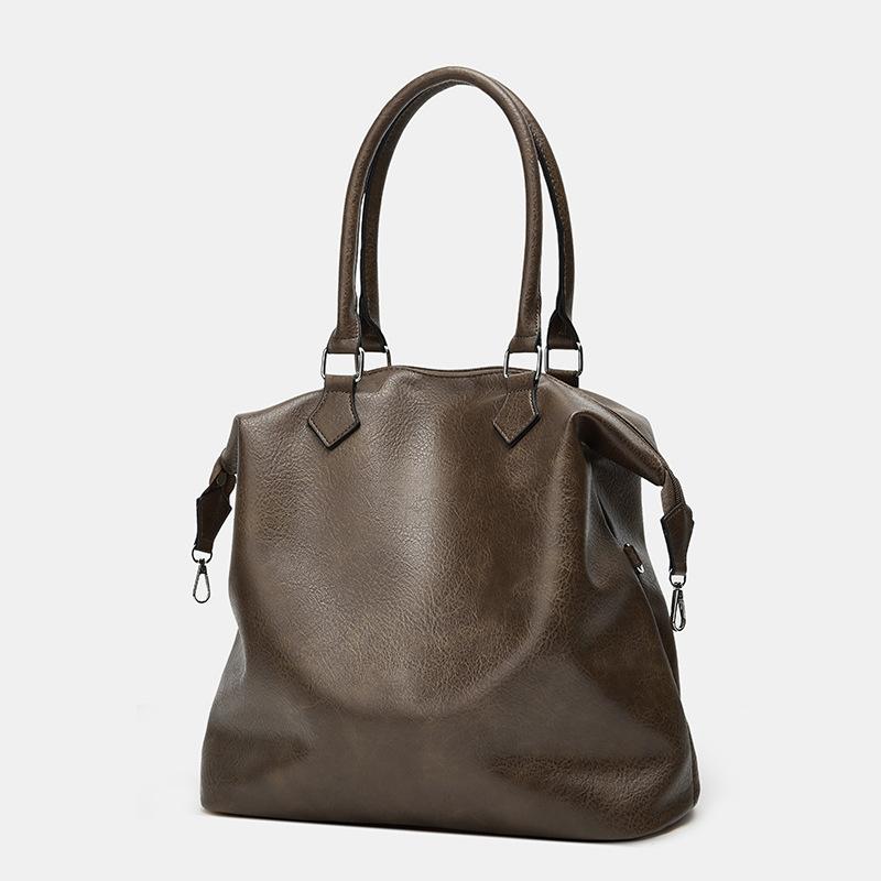 Commuter New Women's Handbag Large Capacity Shoulder Messenger Bag Fashionable Oily Leather Tote Bag Textured Soft Leather