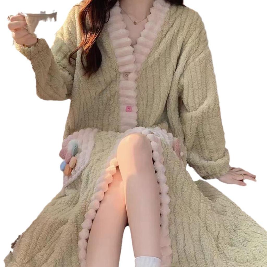 Regenbogen Damen Flanell Pyjama Set: Kuscheliger Cardigan & Bademantel für Herbst/Winter