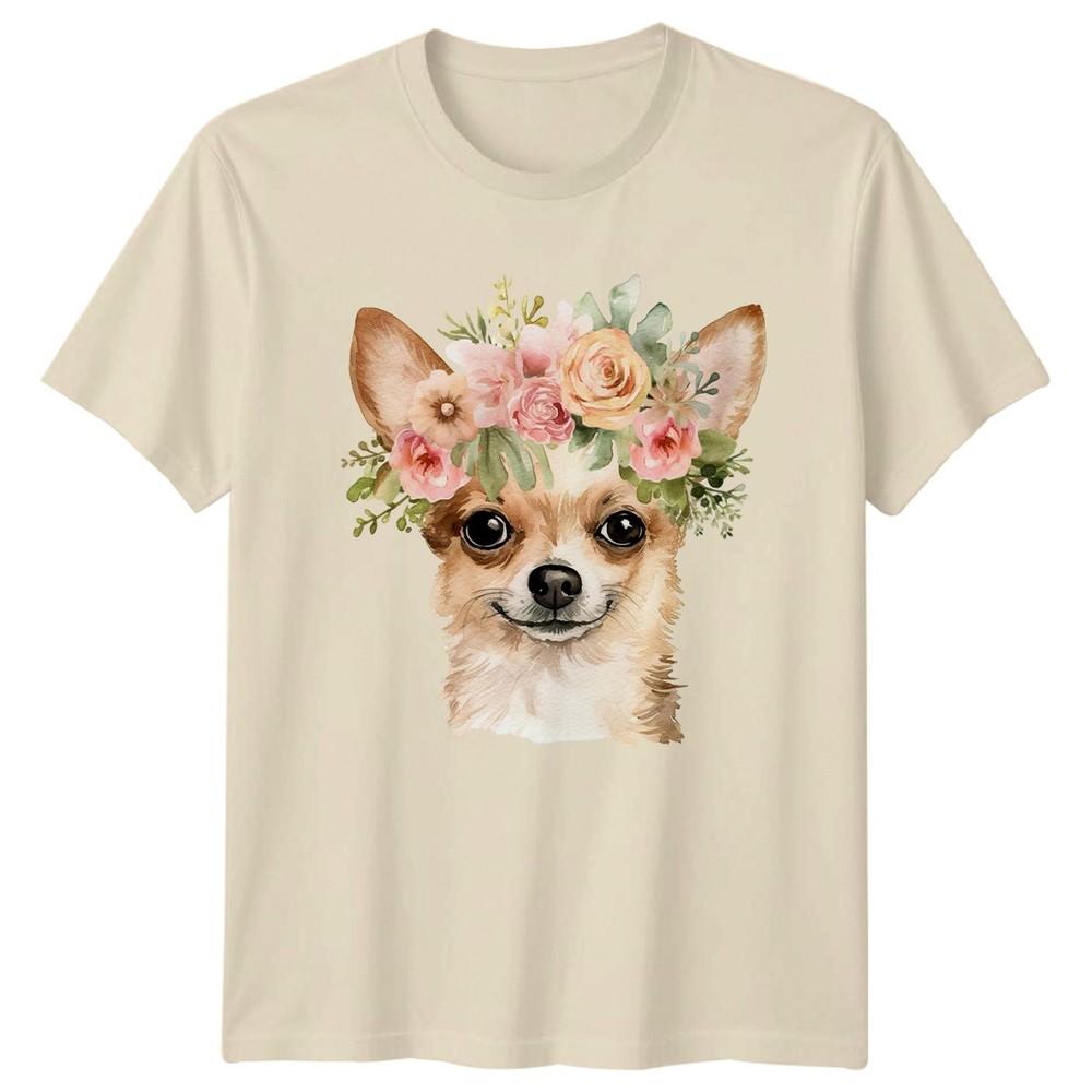 Watercolor Chihuahua With Floral Unisexs TShirt Chihuahua Dog Mothers Day