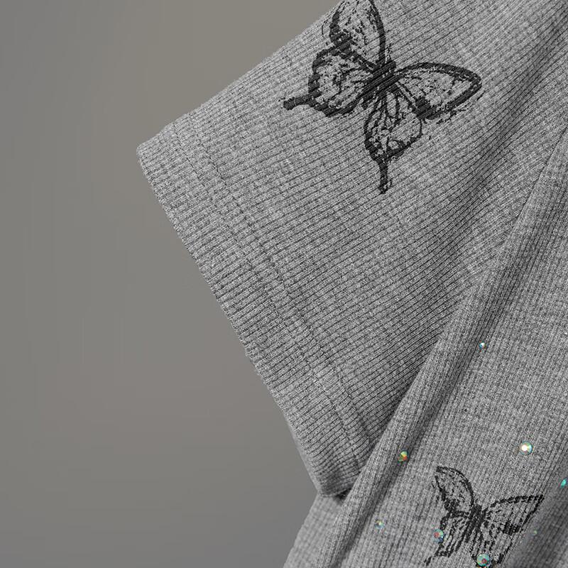 Women's Rhinestone Animal Print Short T-Shirt