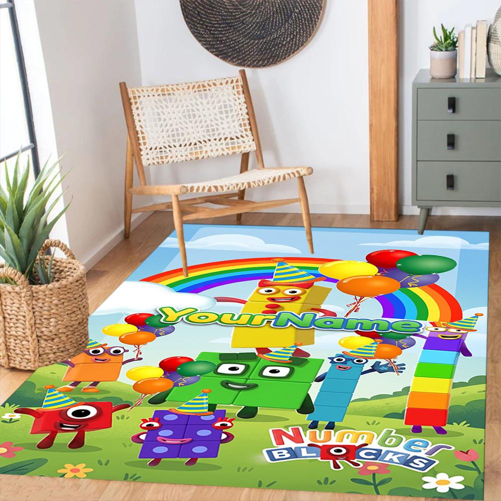 Tappeto Design Personalizzabile con Testo Numberblocks per Stanza del Dormitorio, Sale Giochi, Soggiorni, Balcone, Tappeto Antiscivolo, Ufficio, Arredamento Casa