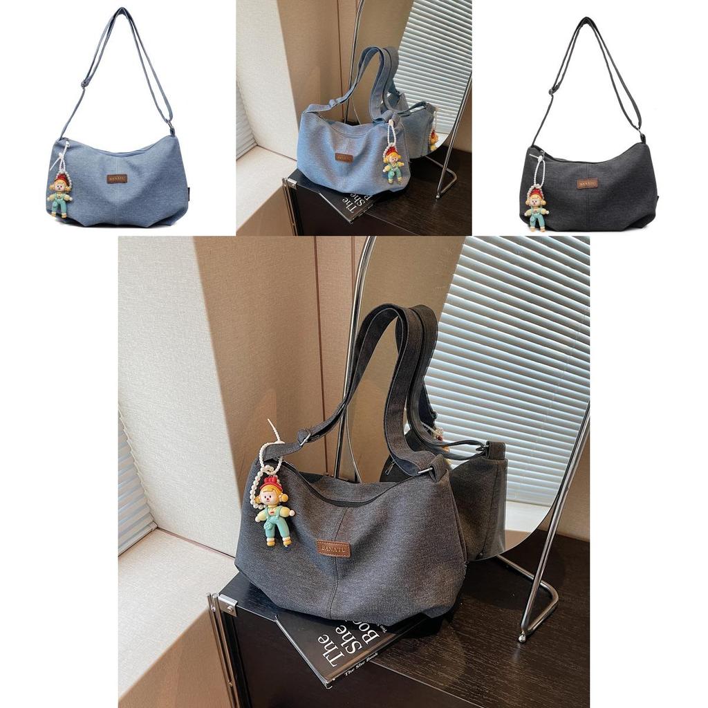 Simple Denim Tote Bag With Large Size And Zipper Closure For Daily Outfit Accents