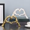 Gold Skeleton Figurine Skeleton Hands Statue Skeleton Heart Hands Figurine Set for Halloween Home Decor Resin Love for Shelf