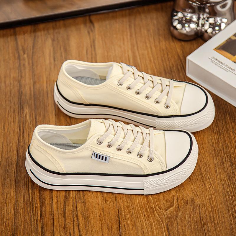 

Холщовые туфли ленивые женские туфли с одной педалью весна-лето 2025 новые дышащие туфли с увеличенным каблуком универсальные белые туфли на платформе 35 розовый