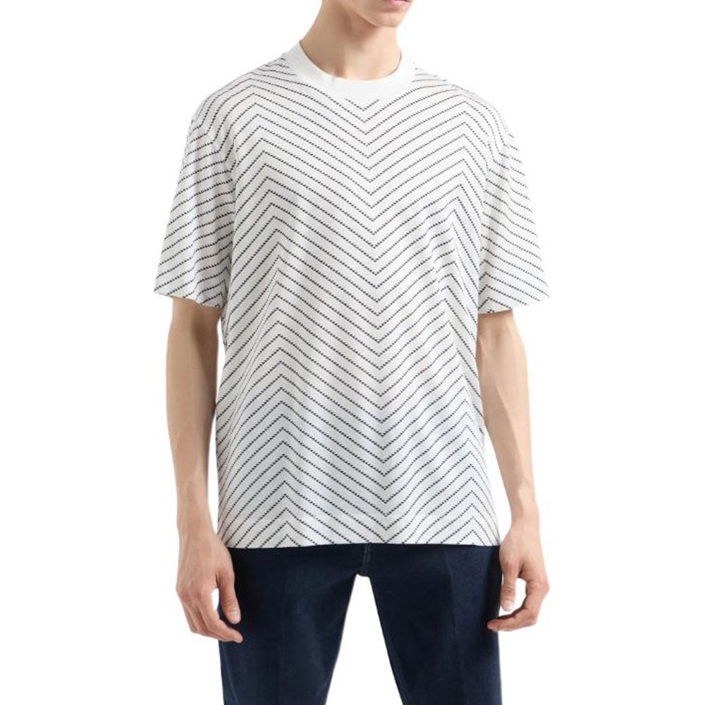 EMPORIO ARMANI Lyocell Blend jersey T shirt With Macro Chevron Print And Micro Eagle 6D1TQ3-1JOSZ-F143