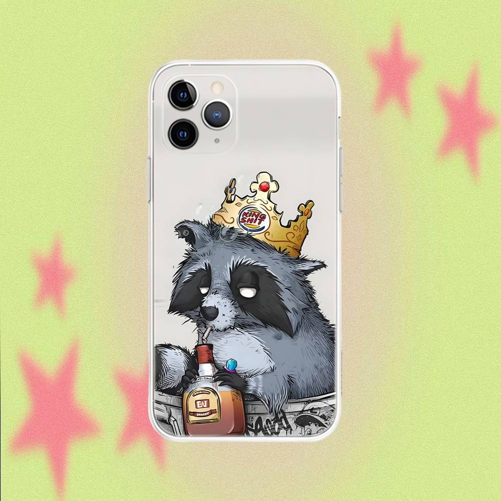 

Raccoon Cute Cool Transparent Clear Soft Phone Case For iPhone 17,16,15,14,13,12,11,Air,X,XR,Pro,Max,Plus Cover iPhone11PROMAX