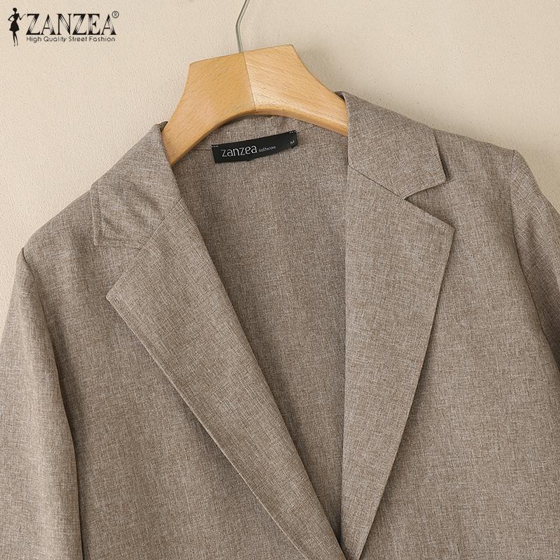 ZANZEA Womens Casual Notched Lapel Loose Long Sleeve Cardigan Thin Outwear