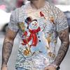 Christmas snowman pattern 3D printed T-shirt casual short sleeved summer round neck T-shirt