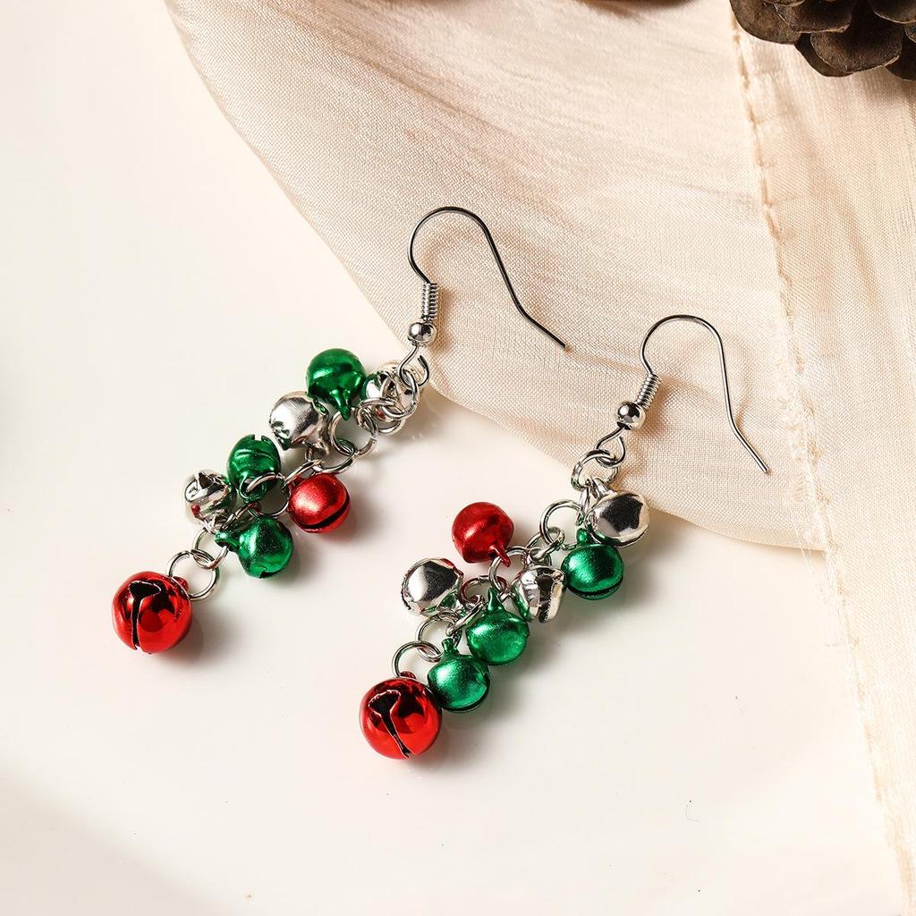European-American Christmas Geometric Cartoon Earrings: Cute Tree & Bell Pendants