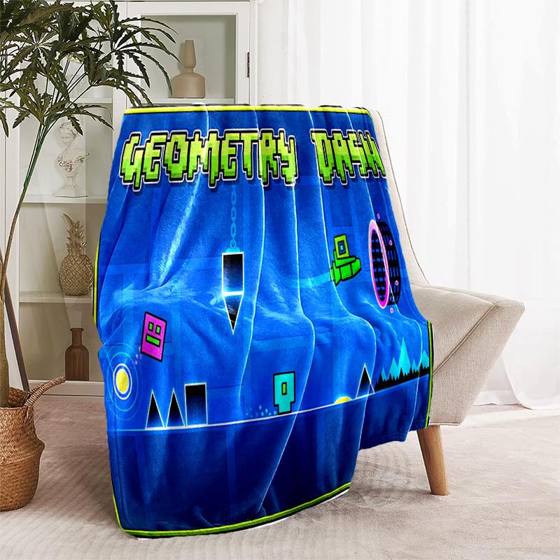 1pz Coperta Stampa Geometry Dash, Coperta Leggera per Divano, Letto - Morbida e Calda, Regalo per Tutte le Stagioni come Natale, Halloween