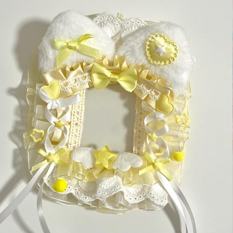 Anime Id Card Holder Cute Ribbon Bow Card Protector Lace Photocard Case Soft Ins Card Holder For Diy Bag Decoration Outfit
