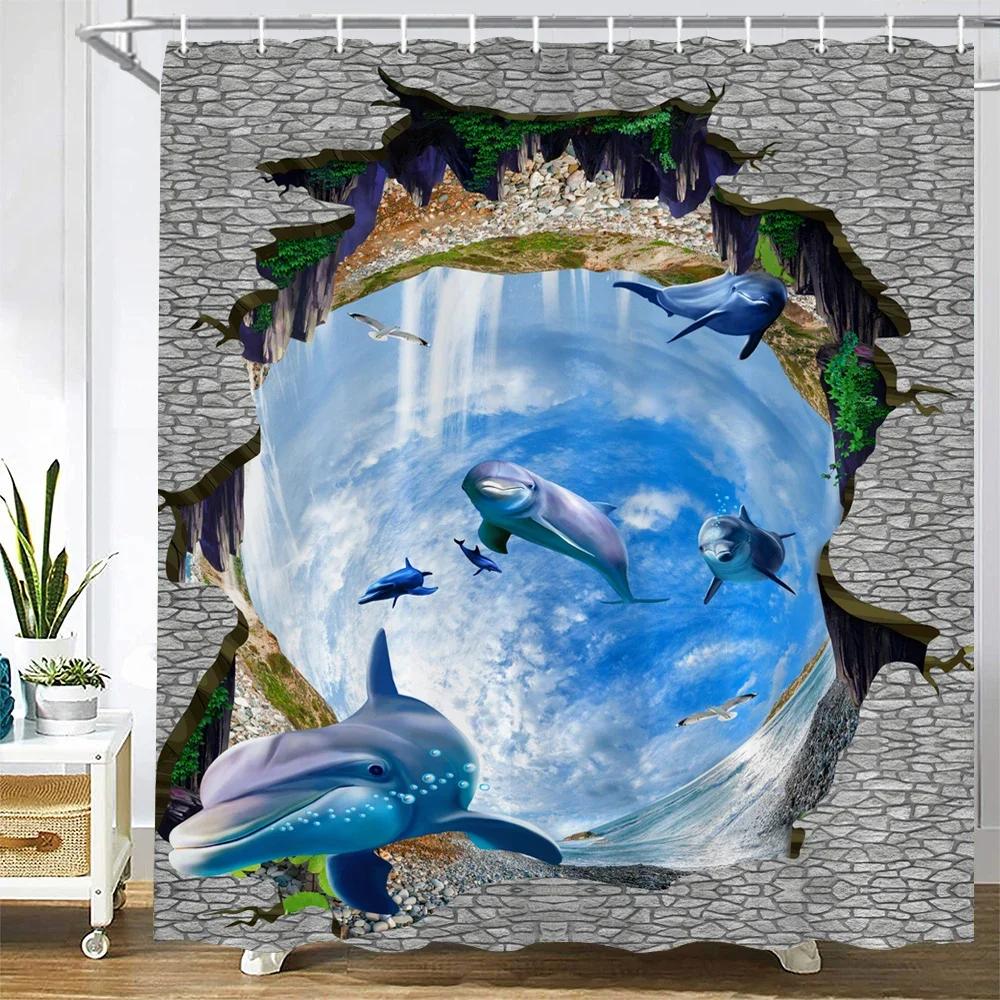 Waterproof Polyester Fabric Shower Curtains Forest Tiger Bear Animal Printing Bathroom Curtains for Home Decoration Curtain