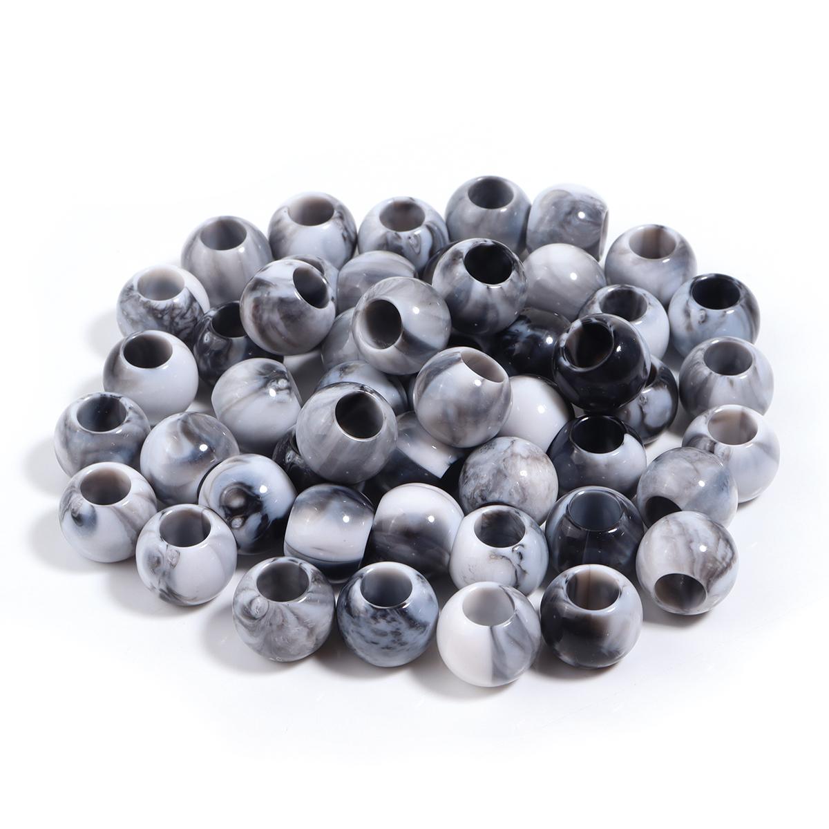 

50pcs Dual Color Imitation Jade Acrylic Beads Large Hole Loose Spaced Round Beads For DIY Charms Bracelet Phone Chains Wholesale