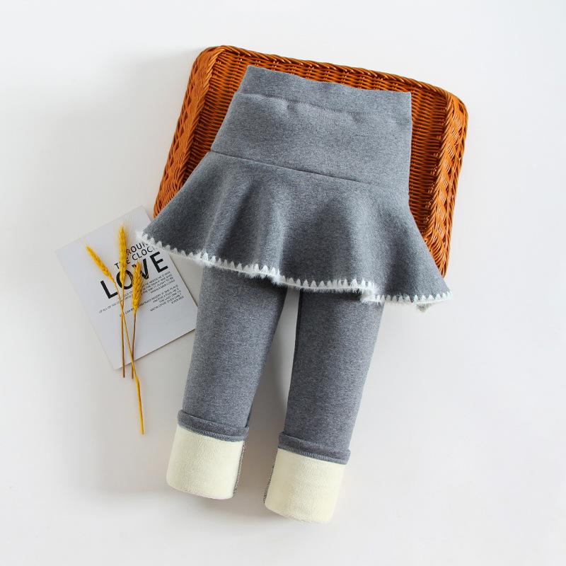 Девичьи осенне-зимние толстые флисовые леггинсы-юбка - детские длинные брюки для верхней одежды 150 cm