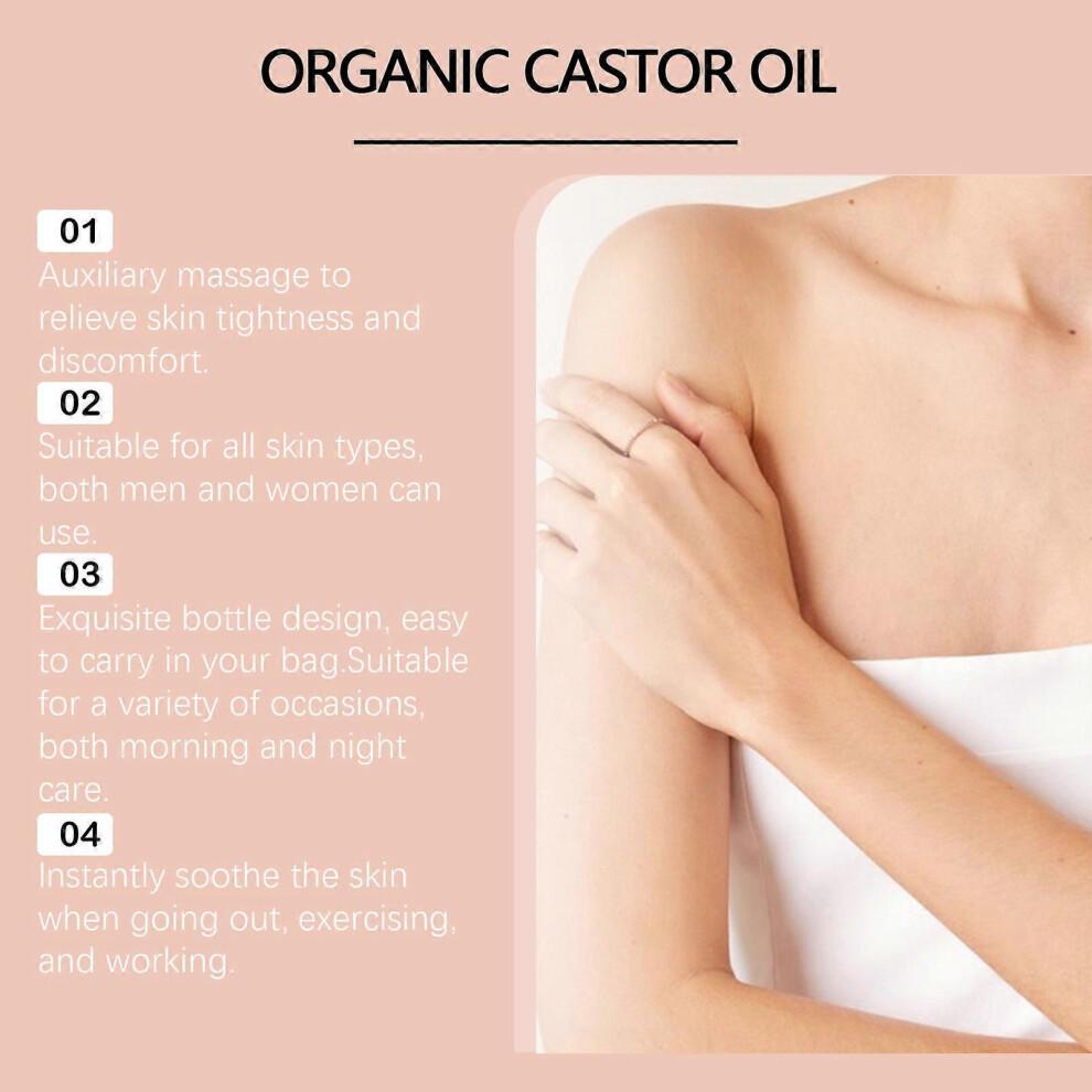 (3pcs) Organic Castor Oil Roller - 50ml Cold-Pressed Castor Oil Roller for Scalp & Skin