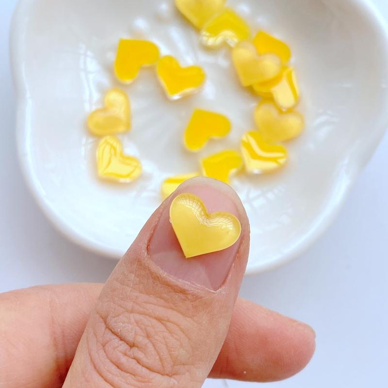 50Pcs New Cute Mini 8*9mm Bright Heart Flat Back Resin Scrapbooking DIY Jewelry Craft Decoration Accessories