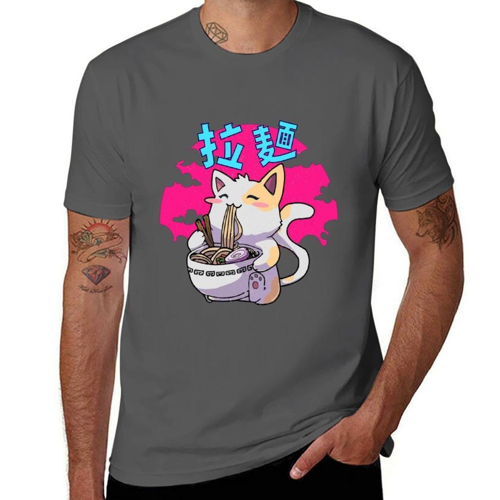 Cute Cat Eating Raunisex Gift For Cat Lover Tshirt Gym Exercise Short Sleeve Tshirt