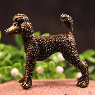 Pure Copper Cute Dog Statue Feng Shui Ornaments Bronze Standing Poodle Figurines Lucky Desk Decorations Accessories Home Decor