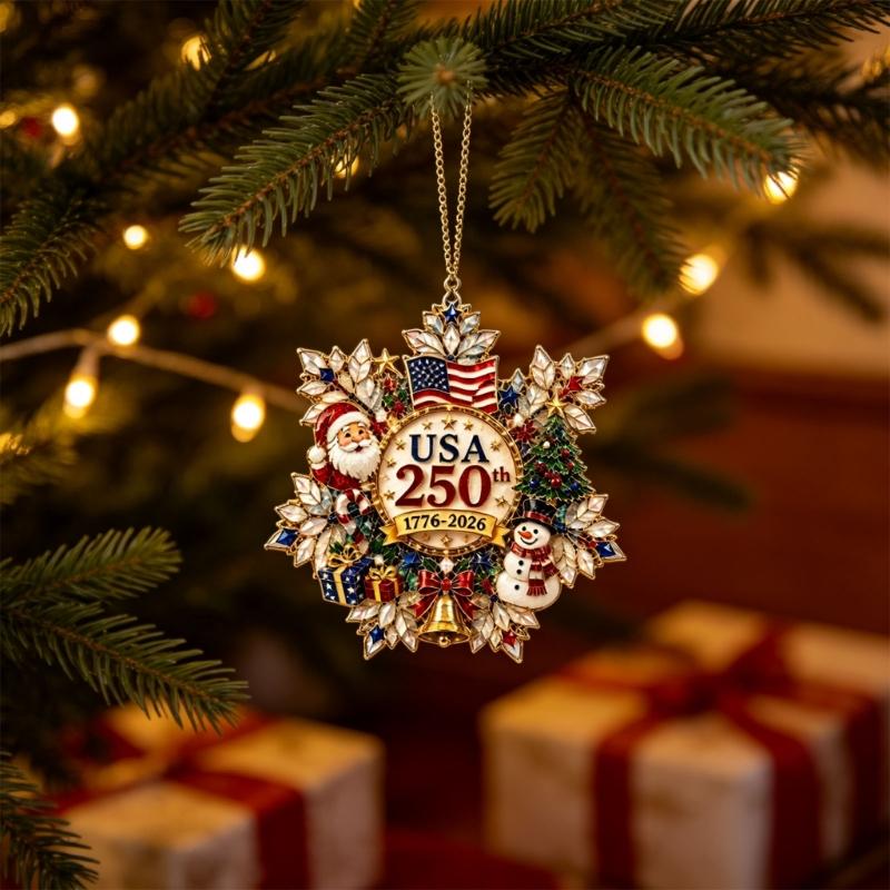 Holiday Tree Ornament Acrylic Hanging Decoration with Anniversary Theme and Character Artwork for Home Tree Display