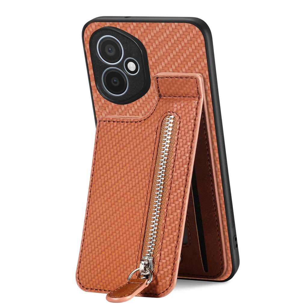Pro Honor 400 5G (Globální) Kožené pouzdro Zadní kryt na telefon se zipovou kapsou na karty a stojánkem