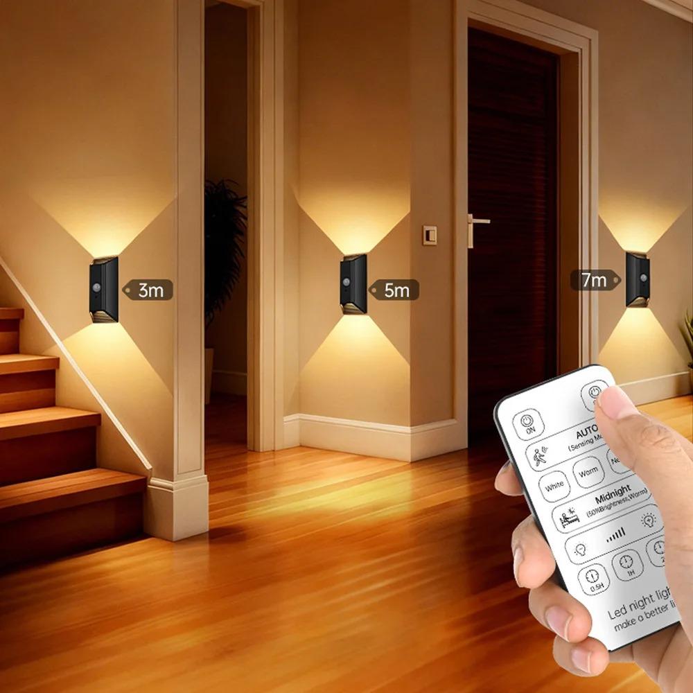 4000mAh Rechargeable LED Wall Light Motion Sensor Night Lamp Wireless No Wiring Dimmable USB Charging for Hallway Staircase Corridor Bedroom