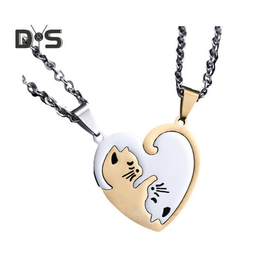 1 Pereche Colier Cuplu Pisică Îmbrățișându-se Pandantiv Asortat Colier Choker Prieteni Părinți Colier cu Farmec Bijuterii Cadou