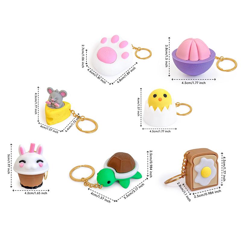 Animal Rabbit Button Cute Cat Claw 3d Printing Decompression Test Axis Device Decompression Keychain Pendant Creative Relief Toy