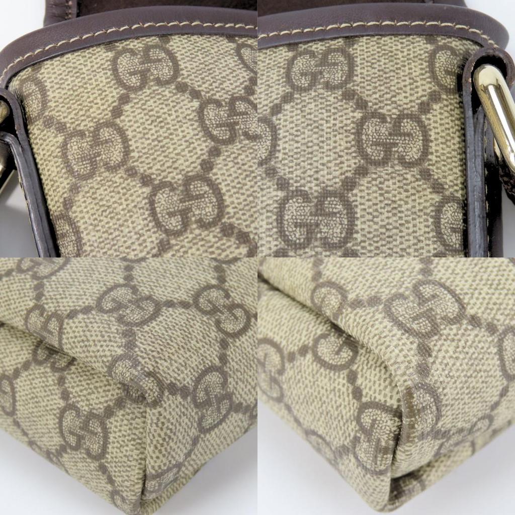 Used GUCCI Shoulder Bag 223666 GG Supreme Canvas/leather beige Dark brown