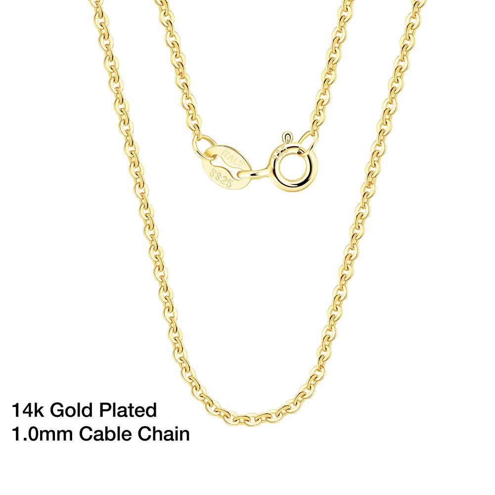 Effie Queen 925 Silver Basic Chain Necklace Woman Neck Chain 45cm 1mm Cable Chain Necklaces 18K Gold Jewelry Wholesale SC06-18K