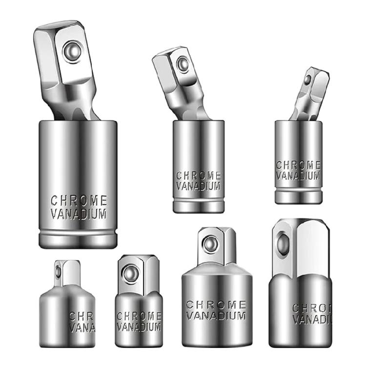 

7pcs Socket Adapters & Universal Joint Set Electrical & Mechanical Tool for Flexible Use Across 1/2 3/8 1/4 Drives 1