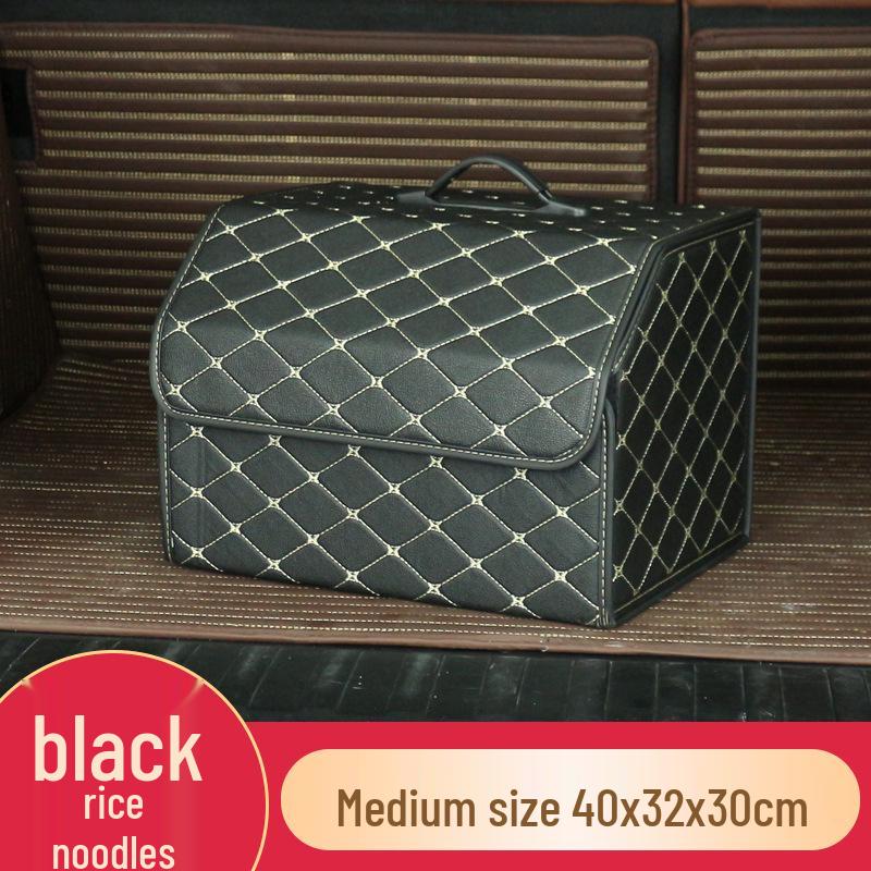 Trunk Storage Box: Multifunctional Folding Car Organizer with Logo-Printed Leather
