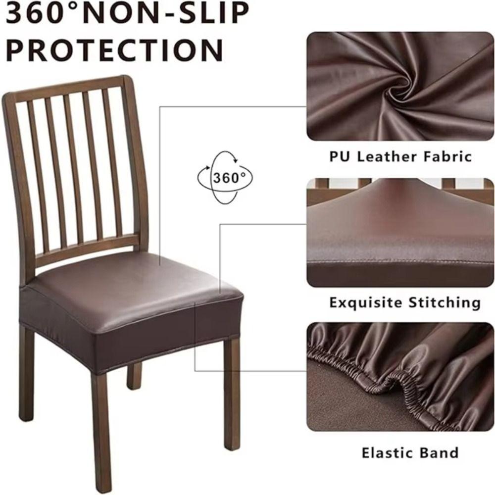 Square Shape PU Leather Chair Cover Oil-resistant Stretch Seat Cushion Cover  Hotel Banquet