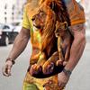 Set Casual da Uomo 2 pezzi, T-shirt con Stampa Leone + Pantaloncini Sportivi Coordinati per il Fitness