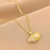 1 Pcs Women Light Luxury Style Accessories Small Shell Copper Micro Zirconia Pendant Necklace Niche Minimalist Accessories