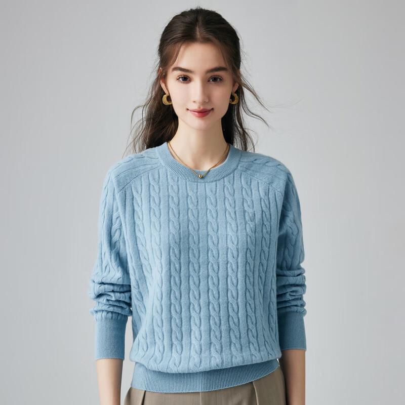 

Женский свитер из чистого кашемира кабельной вязки с круглым вырезом M (160/100)