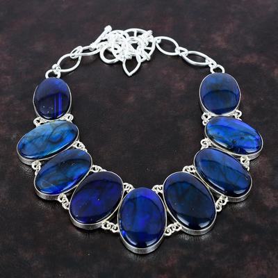 Blue Fire Labradorite Necklace Natural Gemstone Jewelry 925 Sterling Silver Necklace Adjustable Chain Necklace Handmade Jewelry Gift For Her
