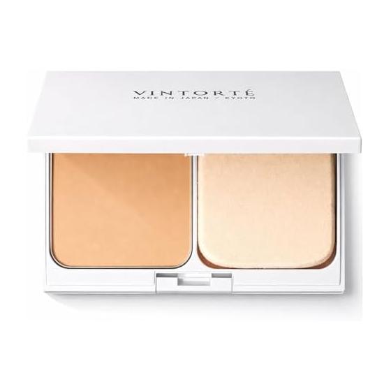 VINTORTE Mineral Silk Pressed Foundation Case with Puff [Pressed Powder Mineral Powder] (For those with normal to light skin) Gift Present