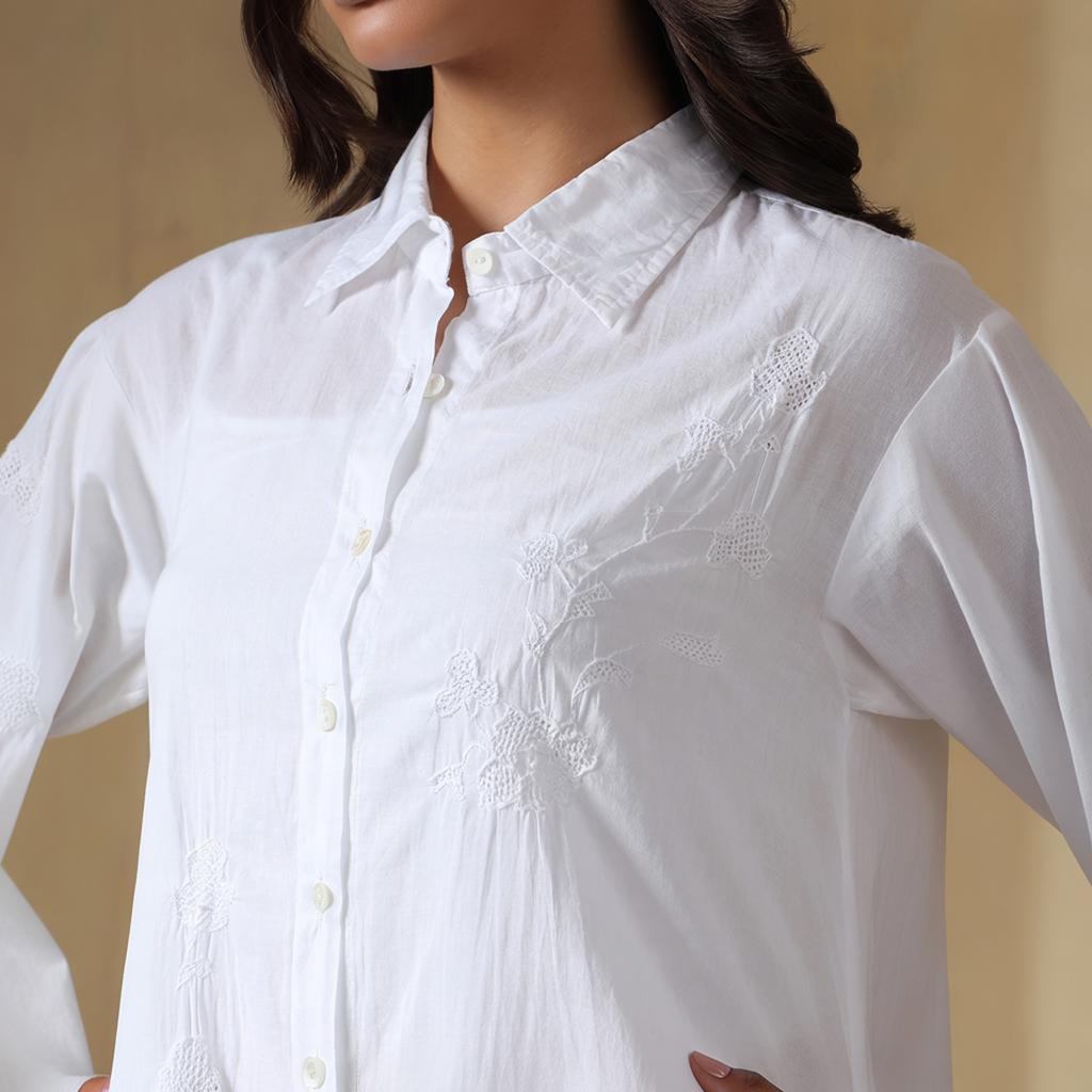 Abito Lungo Camicia Bianca in Cotone da Donna Estiva, Vestito Kurta Lungo Bottonato dalla Vestibilità Ampia e Rilassata per l'Uso Quotidiano, i Viaggi e l'Ufficio