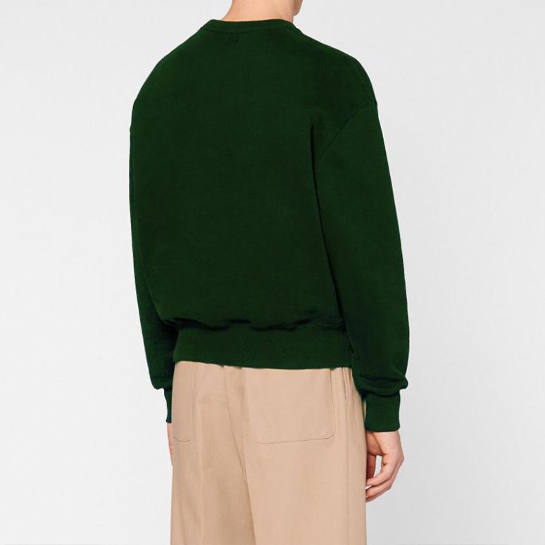 AMIPARIS Solid Color Heart Logo Classic Crewneck Sweatshirt Men Sweatshirt Green A20HJ037-747