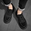 Fashion Black casual men's shoes Quality genuine leather Outdoor daily street walking  Daily comfortable young Men's sports shoes Hot