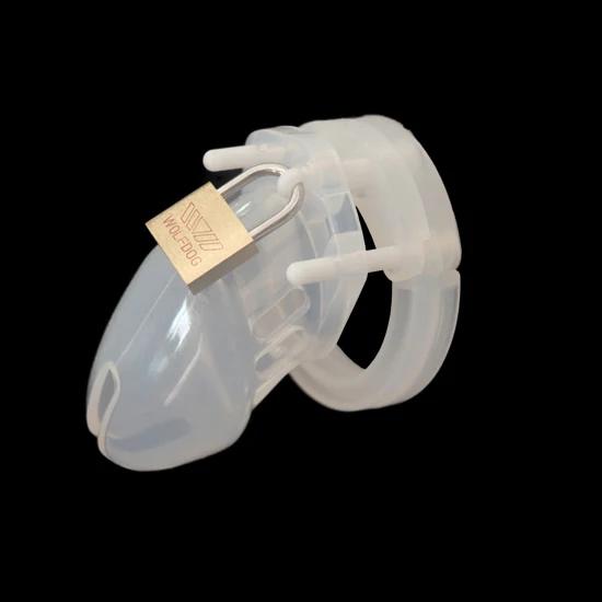 Sex Toys Silicone Small/Standard Male Chastity Device Cock Cage with 5 Rings Brass Lock Locking  Erotic Urethral Adult Game